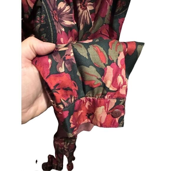 Vintage Lindsey Blake Womens Floral and Suede blouson Style Midi Dress Size 18 - Picture 4 of 13